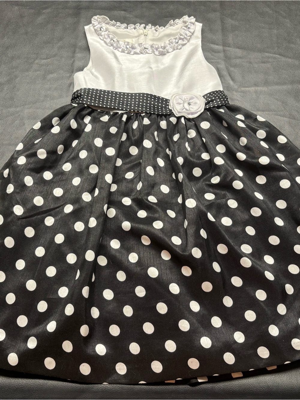 American Princess Black and White Polka Dot Formal Dress